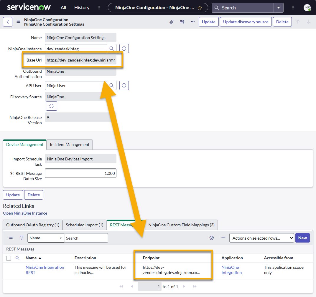 verifica dell'endpoint di servicenow con l'url di base.png